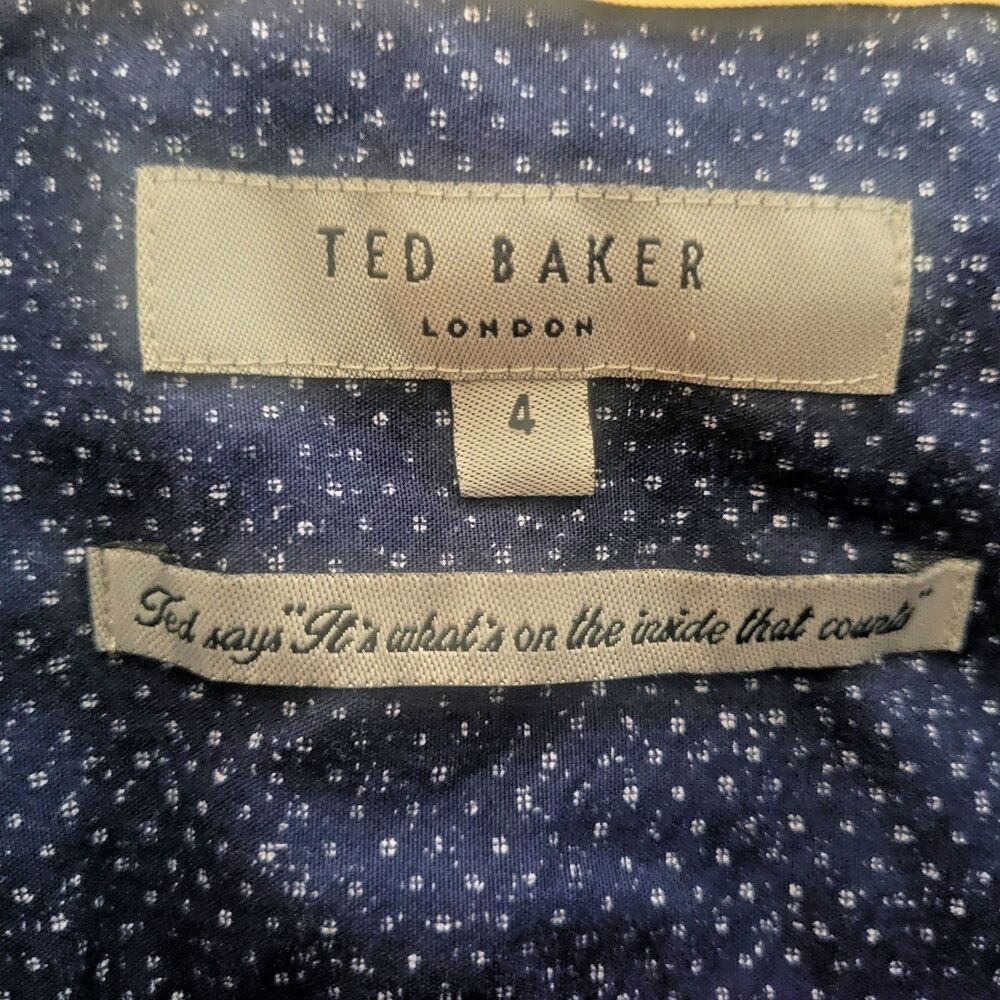 Ted Baker London Men's Purple Button Up Shirt Size 4 Sz Large Pocket - Picture 2 of 8